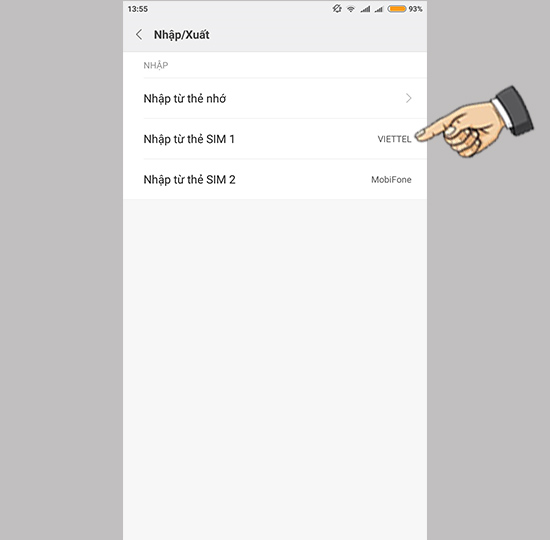 Chọn Sim muốn chép